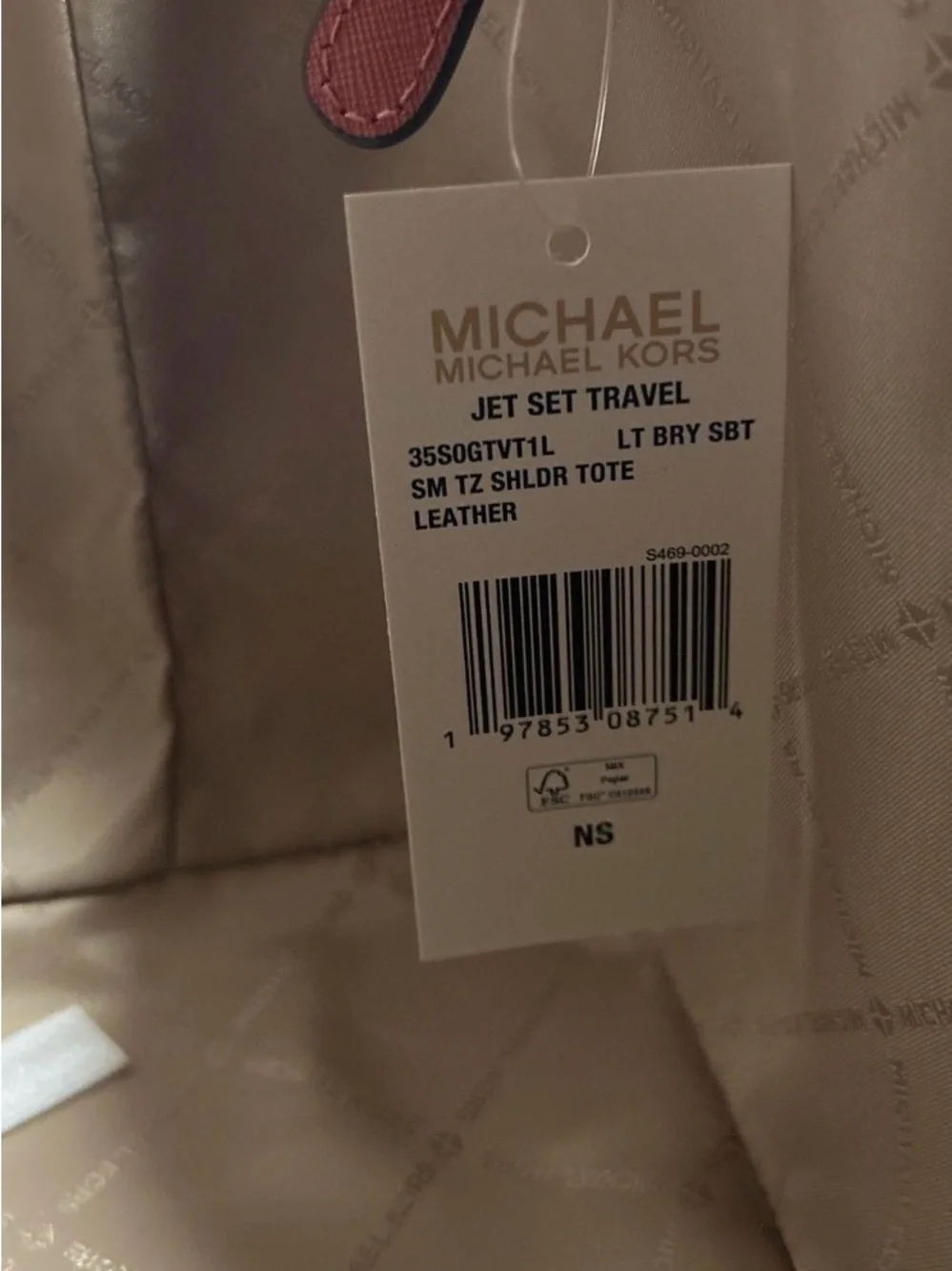 Michael Kors Light Berry Sorbet Saffiano Tote with Gold MK Charm